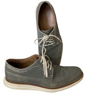 Cole Haan Lunargrand Canvas Wingtip Oxfords - Gray, Mens 8.5
